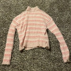 girls pink striped sweater